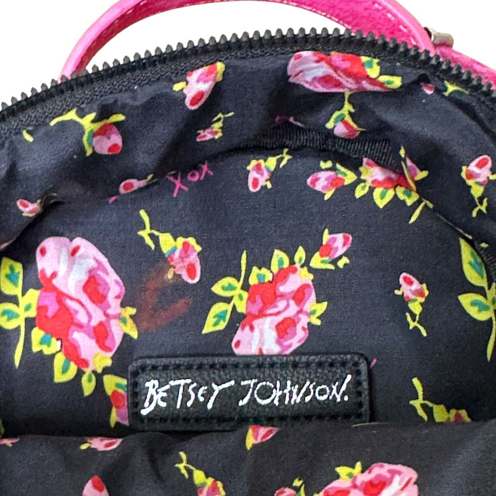 Betsey Johnson Cat Mini Backpack Pink Snakeskin Crossbody Y2K Novelty Bag‎ - Picture 3 of 11